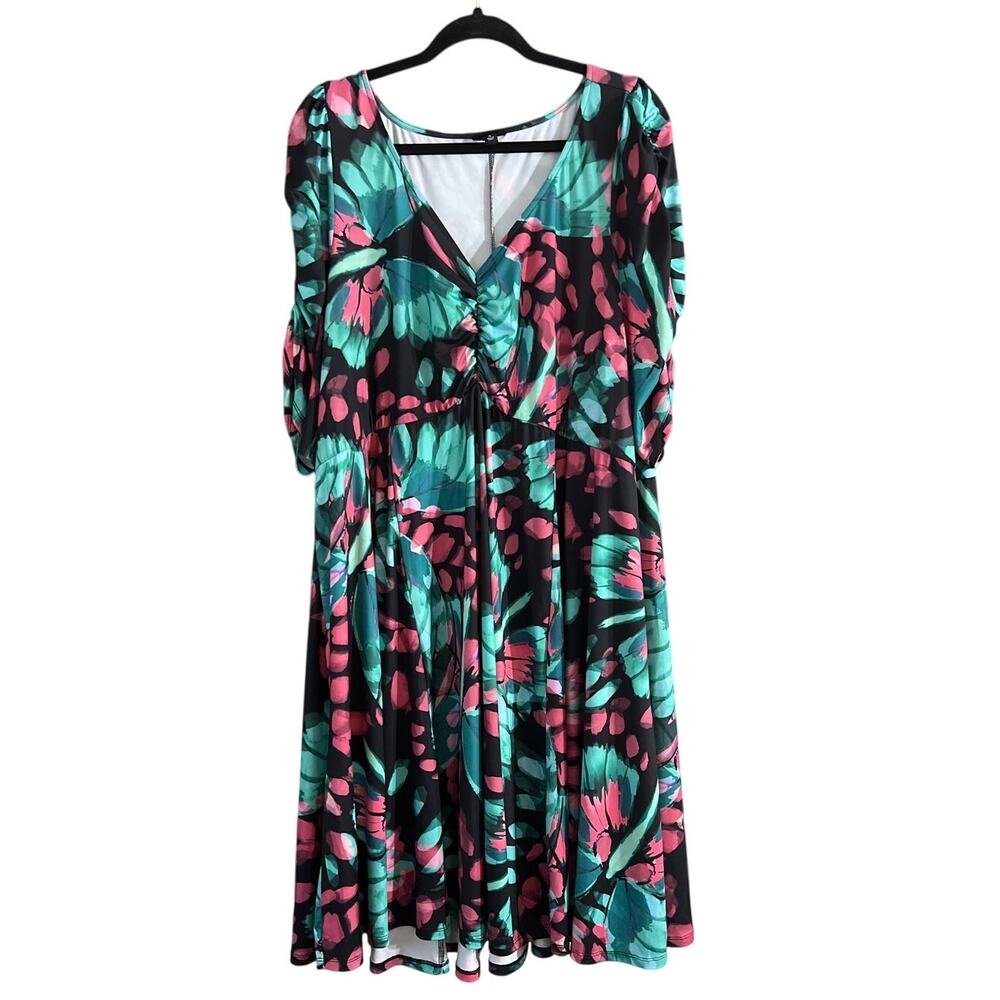 Torrid Womens Plus Mini Studio Knit Cinch Front Skater Dress Butterfly Size 4 4X - Picture 2 of 6